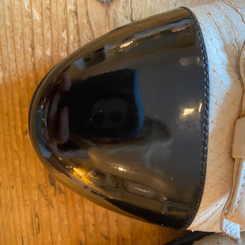 Chanel White Python And Black Toe Ballet Flats 36… - image 5